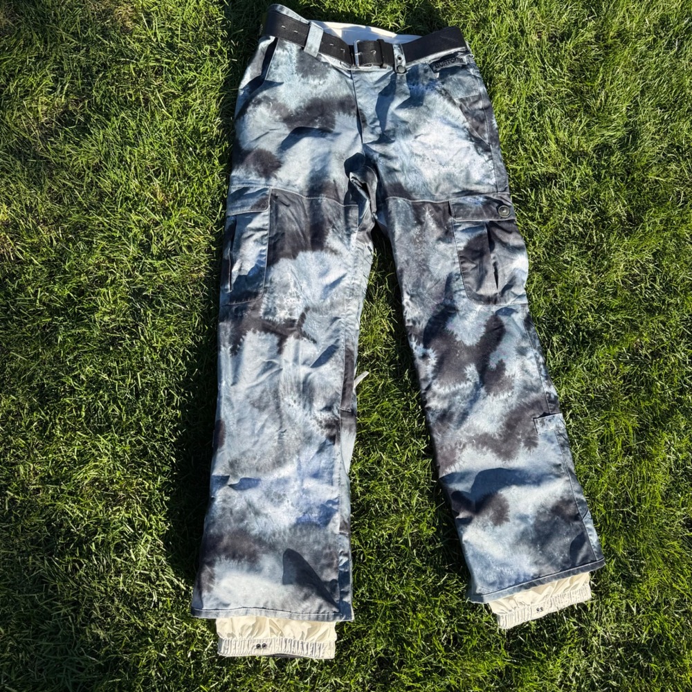 Burton The White Collection Snowboard Pants Mens M Blue Tie Dye Dryride Cargo